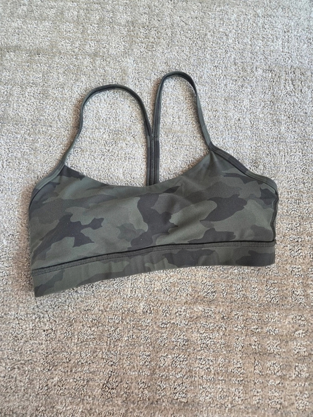 lululemon Flow Y Bra Nulu Camo Sports Bra in Green & Black